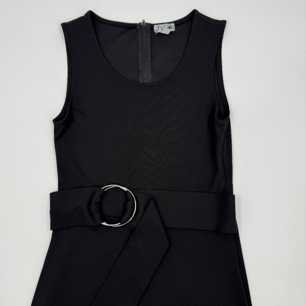 J for‎ Justify Womens Black Sleeveless Wide Leg Jumpsuit O-Ring Belted Small